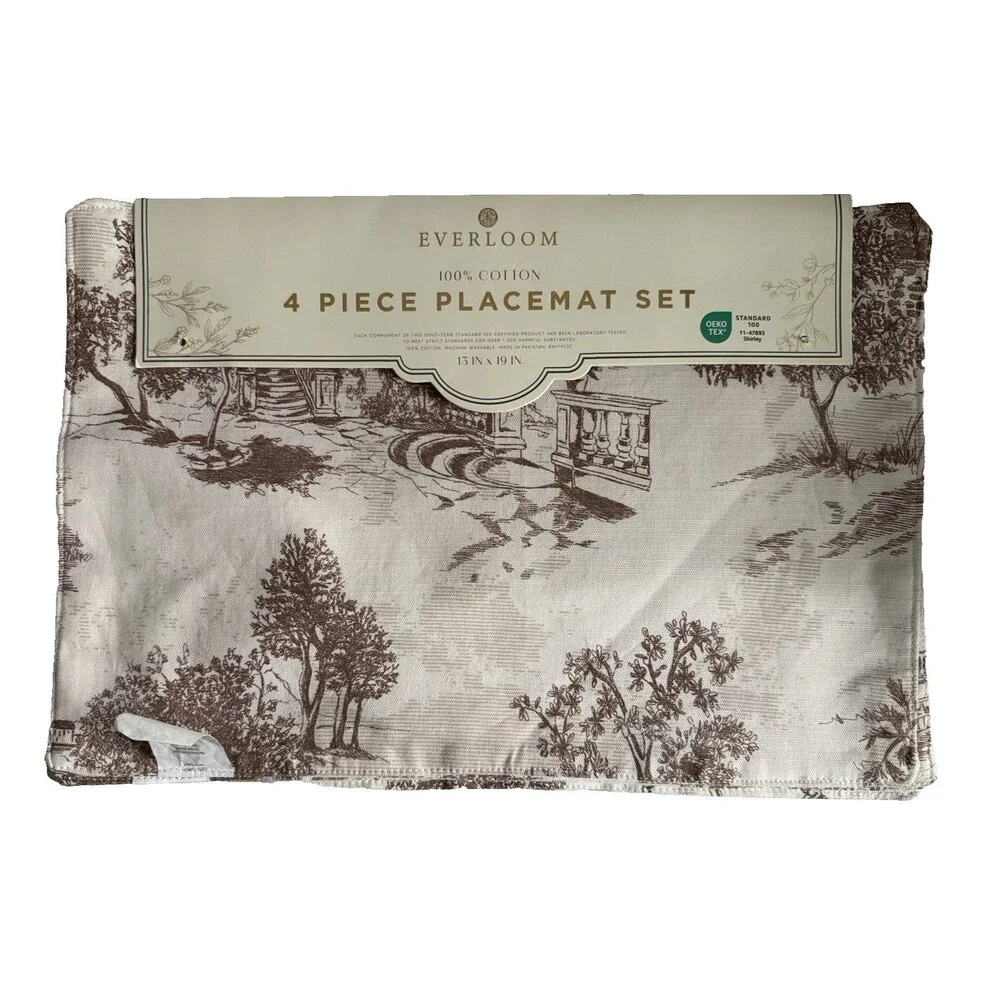 Everloom Placemats Toile Equestrian Horse Scenes Cotton 13x19